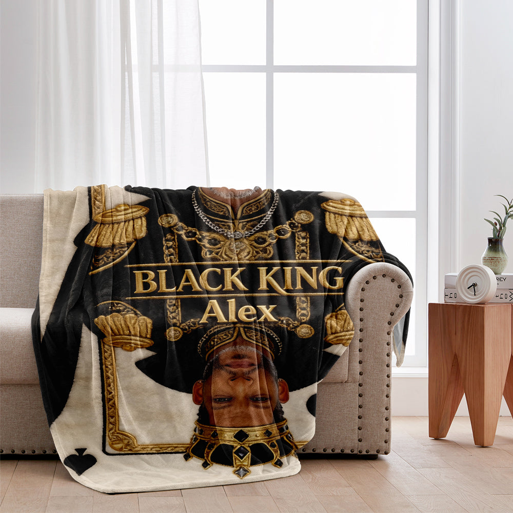 Black King - Personalized African American Blanket