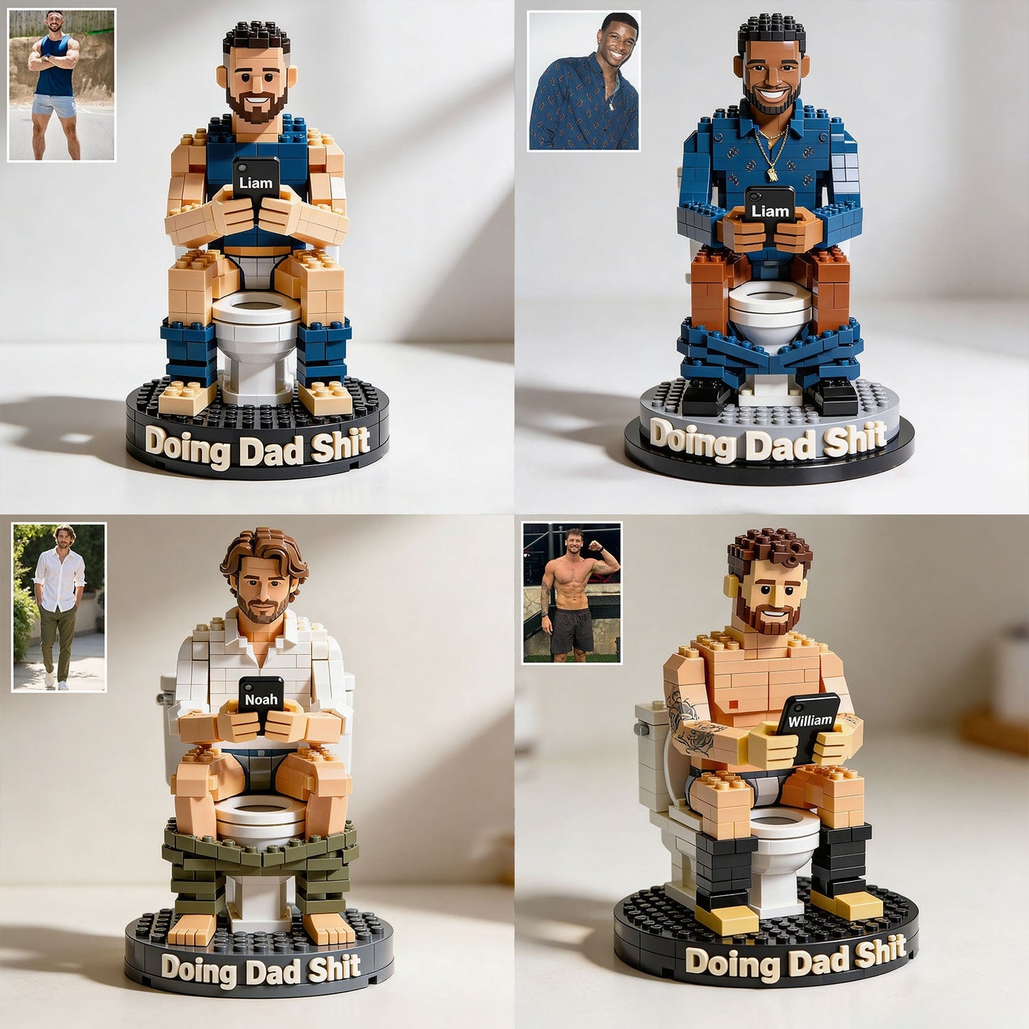 Funny Block Dad - Personalized Father Shaped Building Blocks