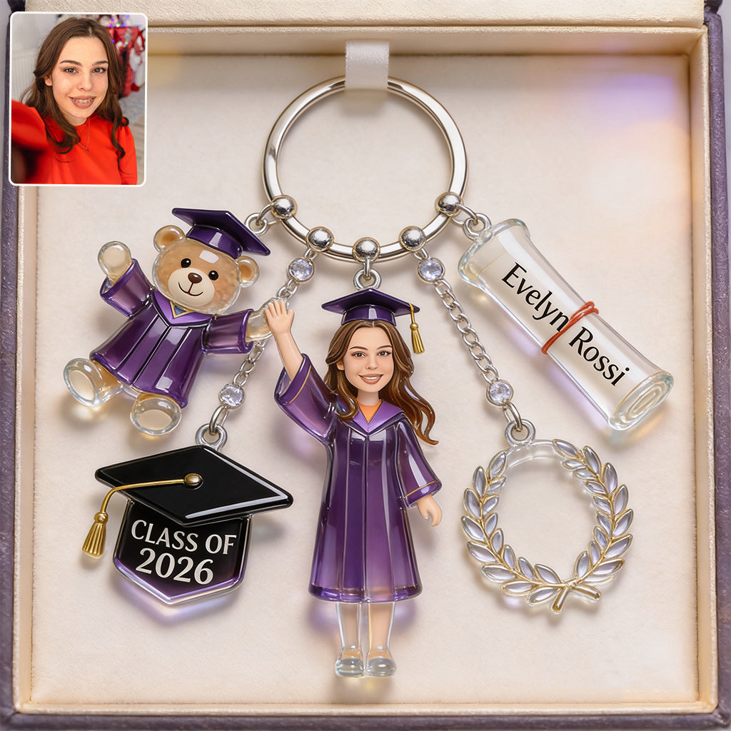 Class Of 2026 - Personalized Graduation Premium Keychain With Charms