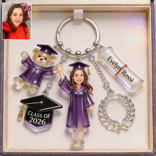 Class Of 2026 - Personalized Graduation Premium Keychain With Charms