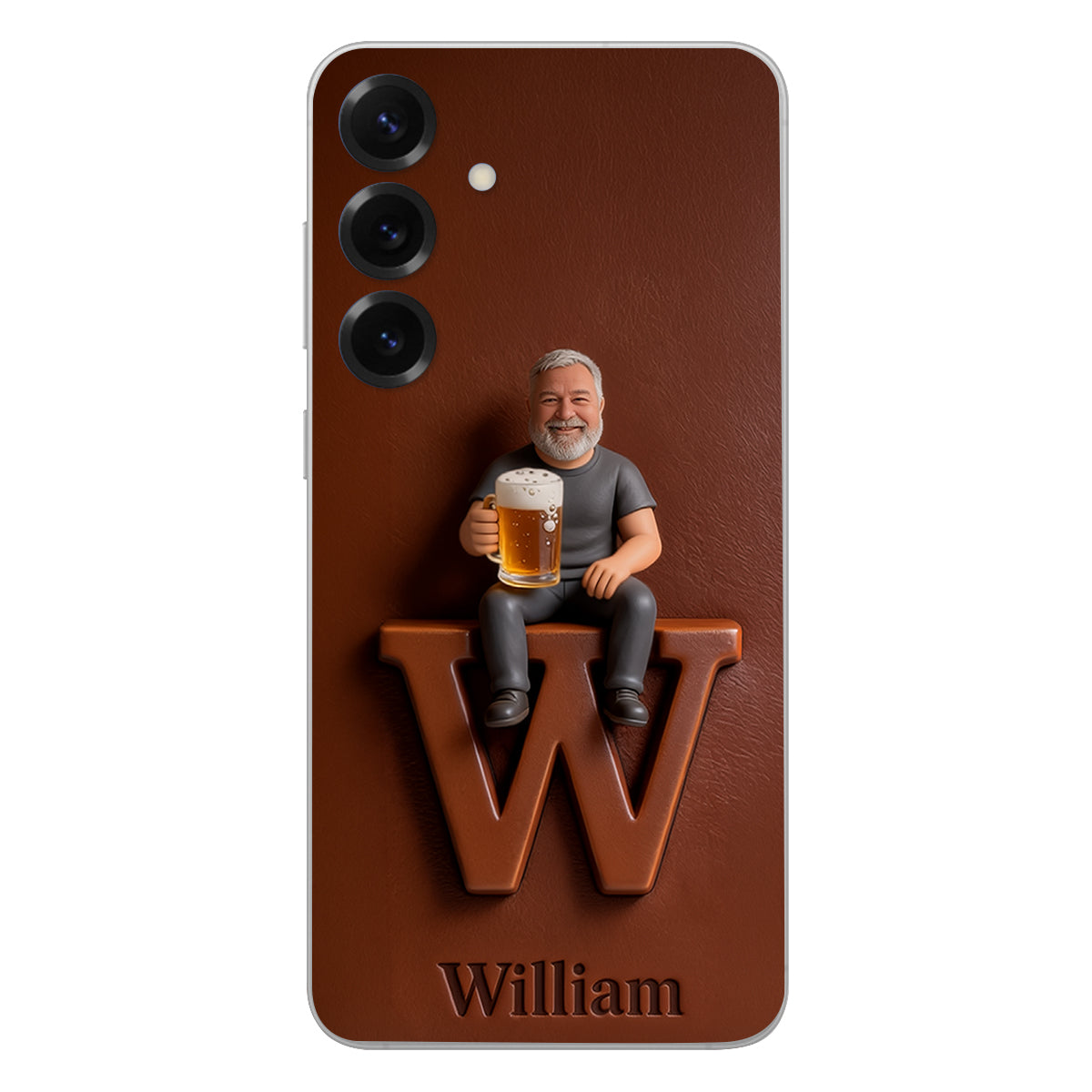 Custom Any Photo - Personalized Beer 3D Embossed Leather Phone Case