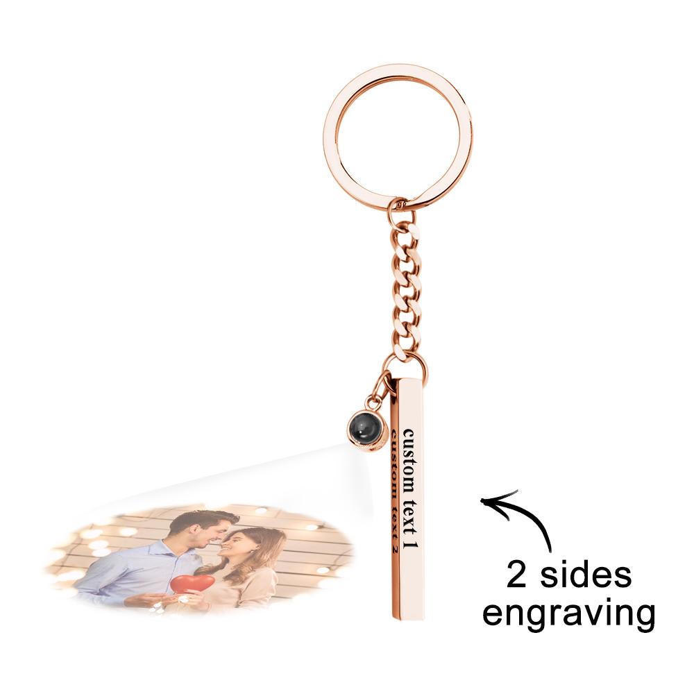 Custom Bar Vertical Cube Projection Keychain - gift for anyone, who lost a loved one - Personalized Keychain