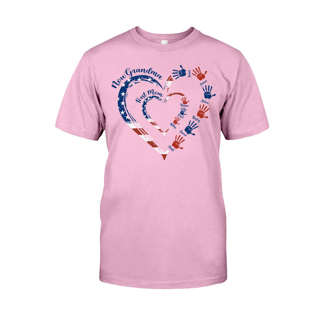 First Mom Now Grandma - Personalized Grandma T-shirt And Hoodie