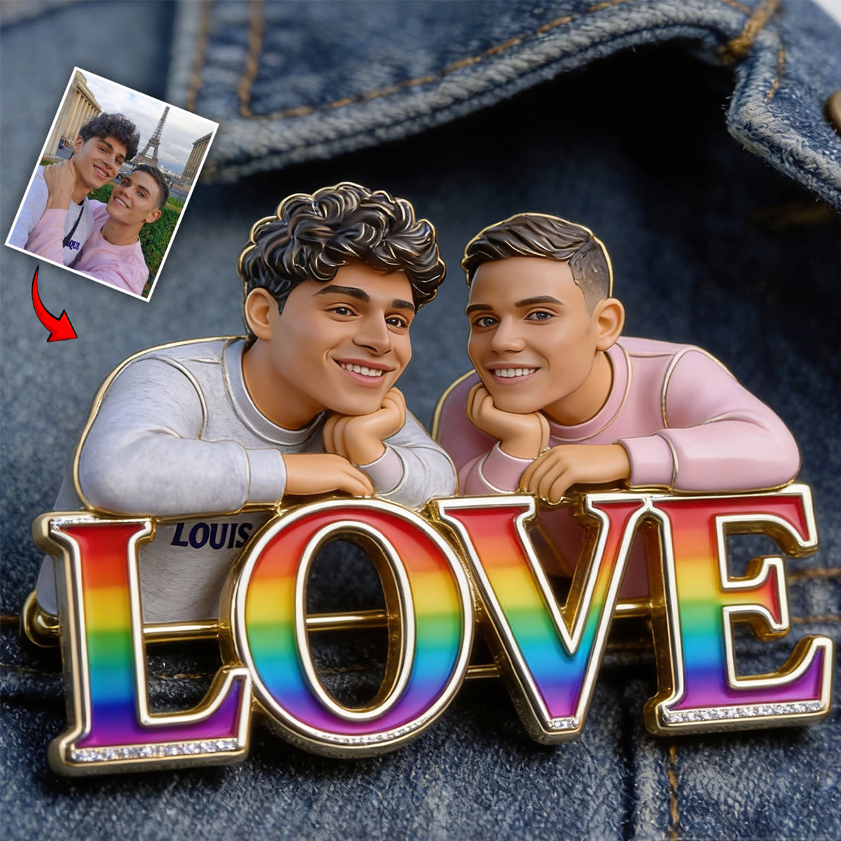 Custom Any Photo - Personalized LGBT Support 3D Embossed Enamel Pin
