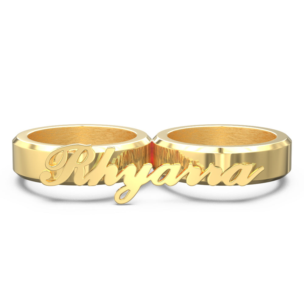 Engravable Two Fingers Ring - Personalized Ring