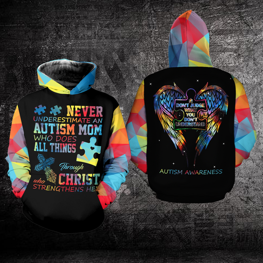 Never Underestimate An Autism Mom Autism Awareness - Autism Awareness All Over T-shirt and Hoodie 0921