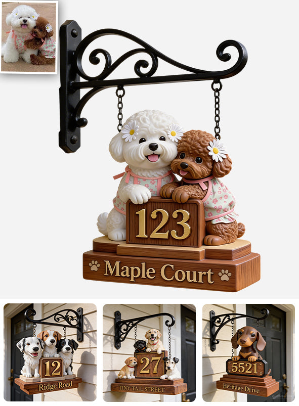 Dog Address Porch Sign - Personalized Dog Wooden Wall Mount Sign