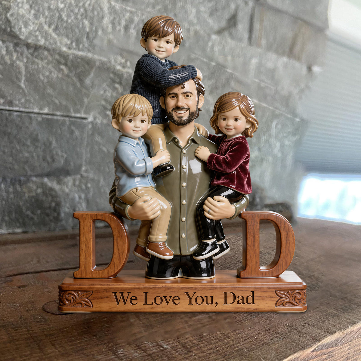 Best Dad Ever - Personalized Father Custom Shaped Wood Plaque