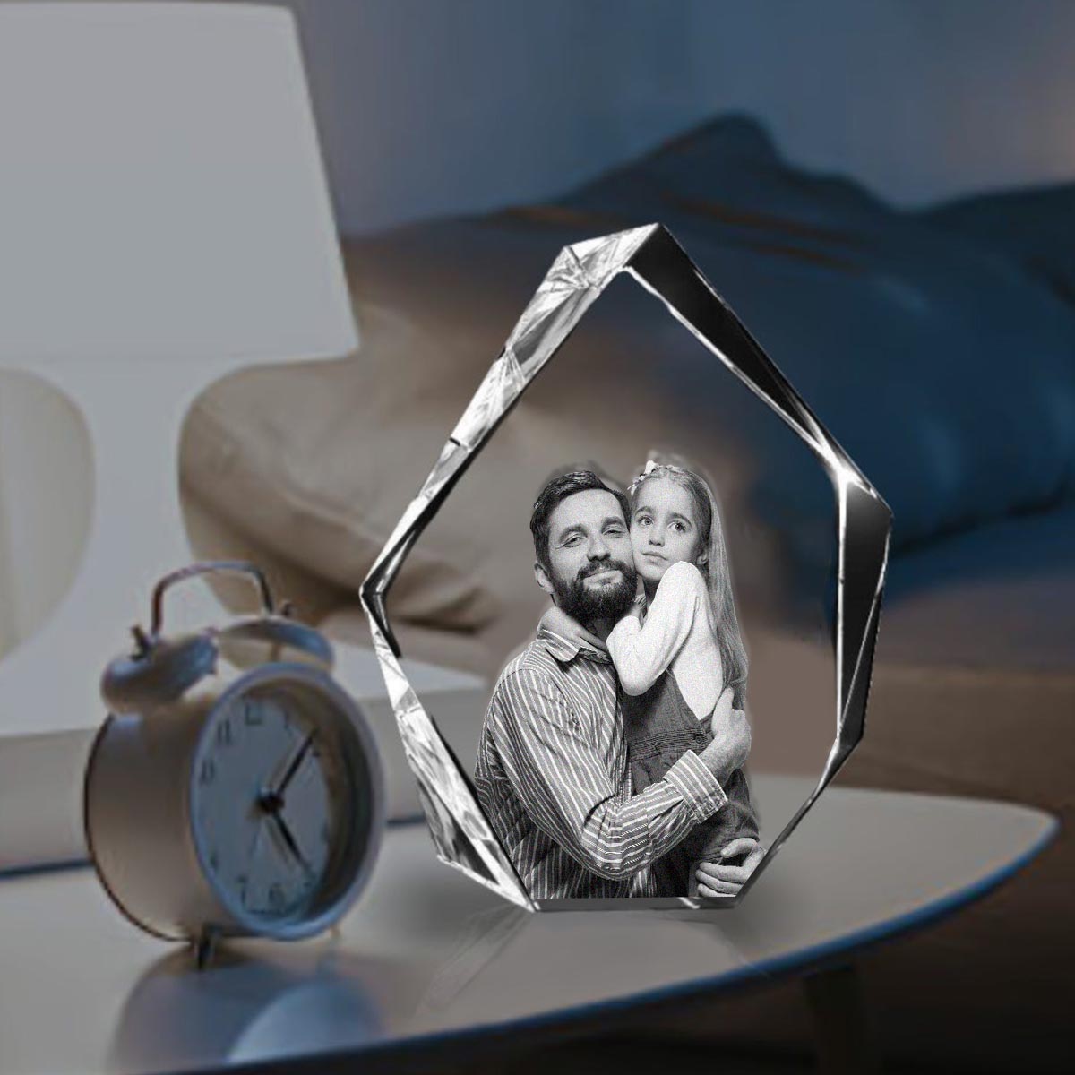 Custom Photo - Personalized Step Dad Laser Engraving 3D Iceberg Shaped Crystal Lamp