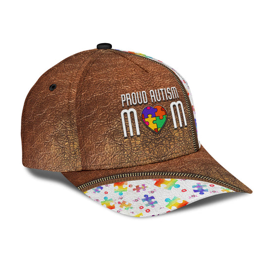 Autism Mom Leather Pattern Print Autism Awareness Classic Cap 0622