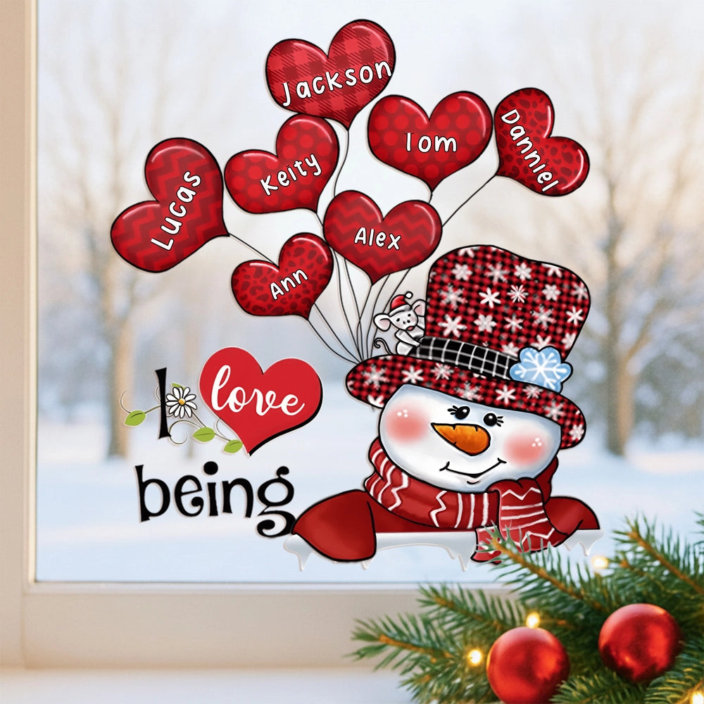 I love Being Grandma Mom Abuela Customized Snowman With Heart Balloon Decal