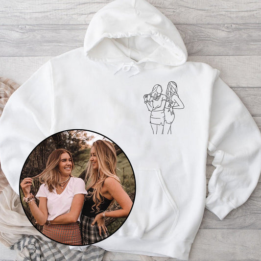 Custom Line Art - Personalized granddaughter Embroidered Hoodie