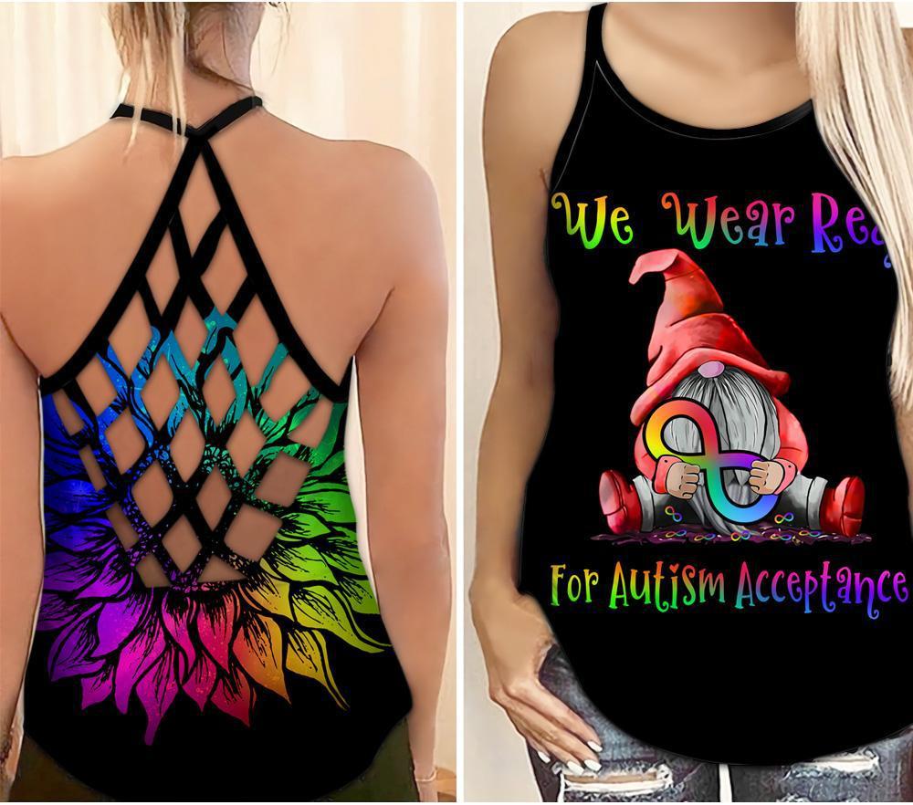 Autism Awareness We Wear Red - Cross Tank Top 0921