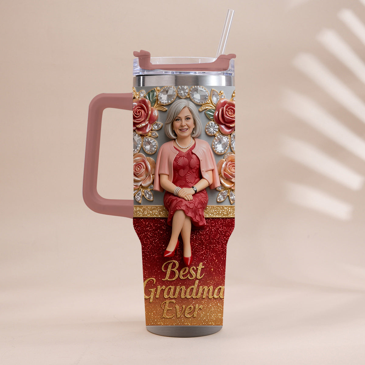 Best Grandma Ever, Perfect For Mom, Nana - Personalized Grandma Tumbler With Handle