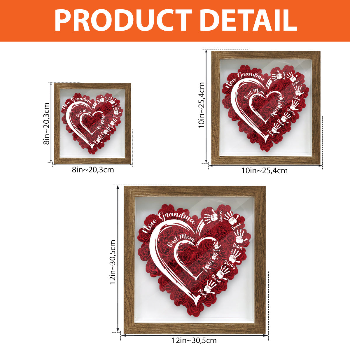 First Mom Now Grandma - Personalized Grandma Flower Shadow Box