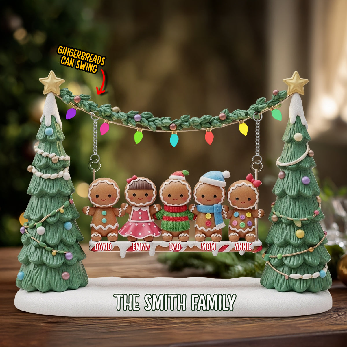 Gingerbread Family Merry Christmas - Personalized Family Plaque With Charm