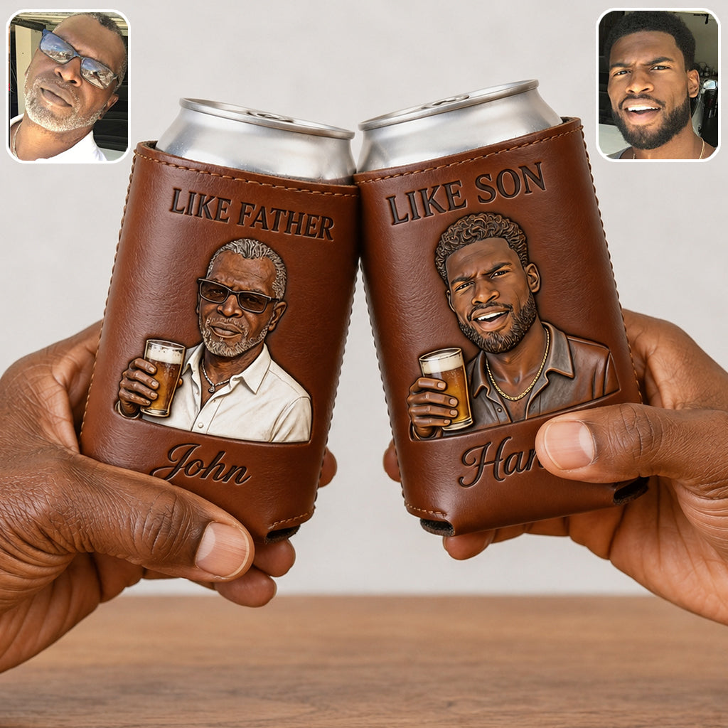 Cool Gift For Dad, Father's Day Gift - Personalized Father Leather Can Cooler