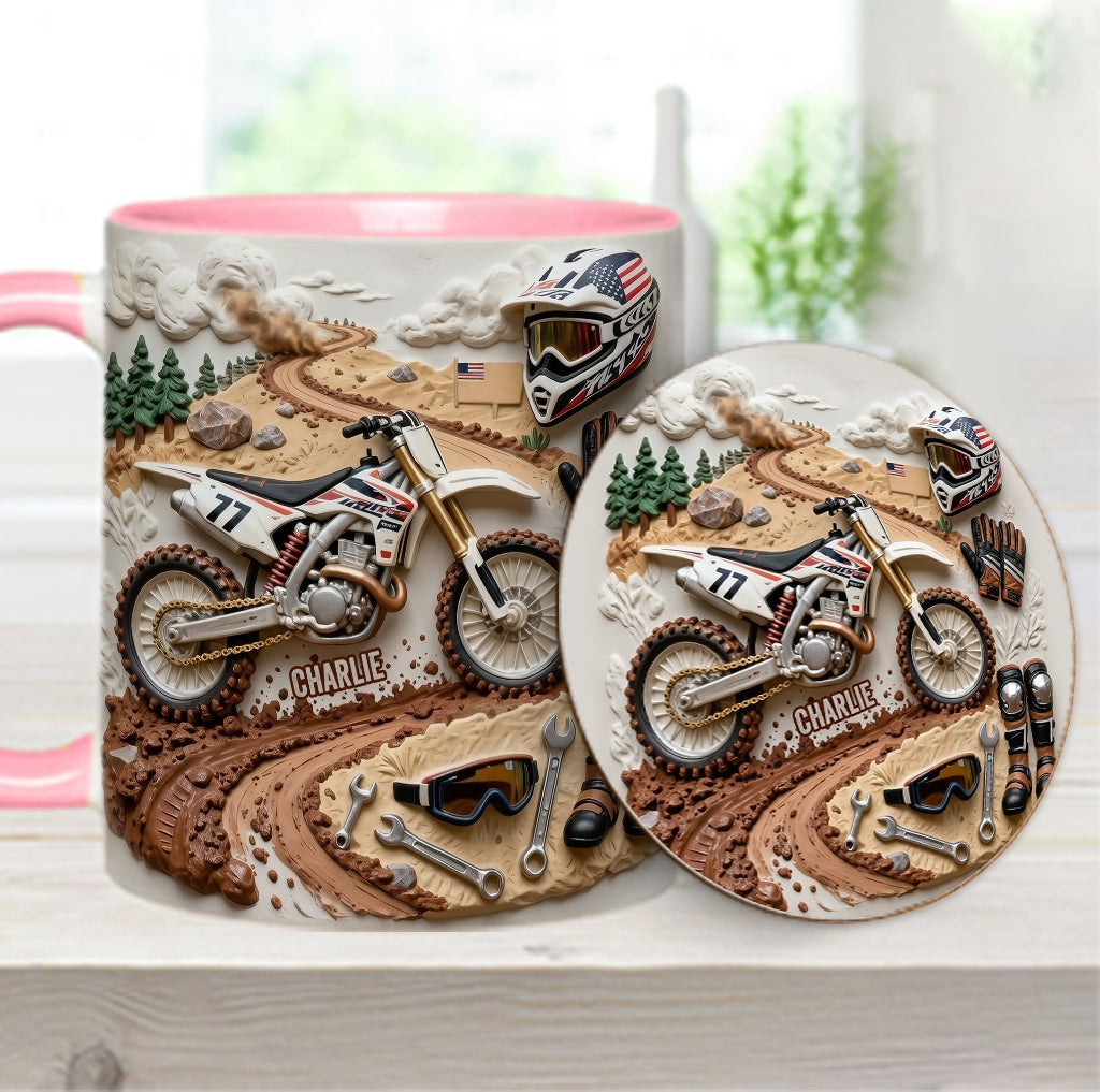 Cool Dirt Bike, Motocross - Personalized Dirt Bike Accent Mug & Coaster