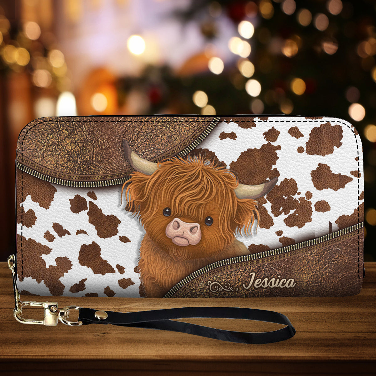 Just A Girl Who Loves Highland Cow - Personalized Leather Long Wallet