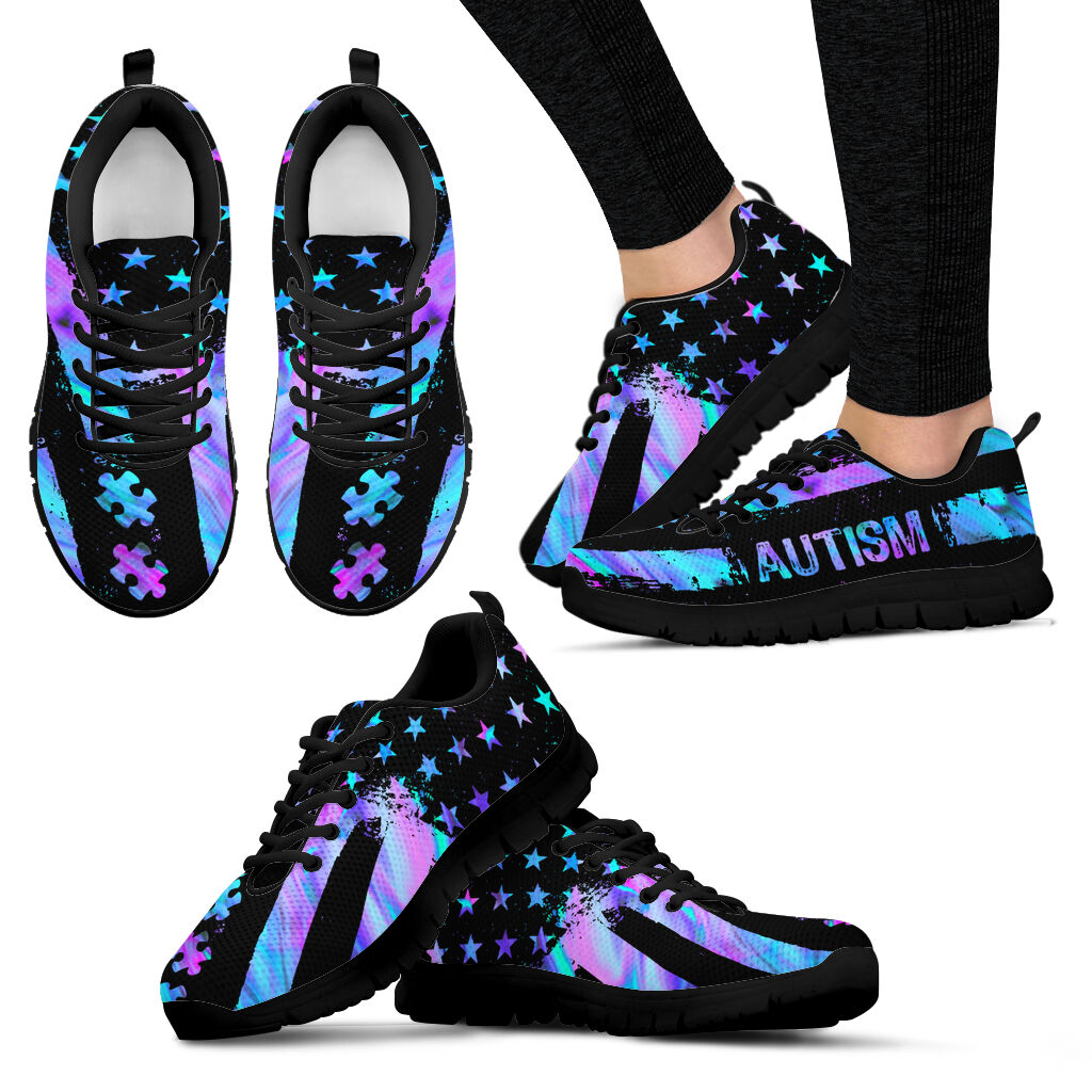 Autism American Flag Autism Awareness Sneakers 0622