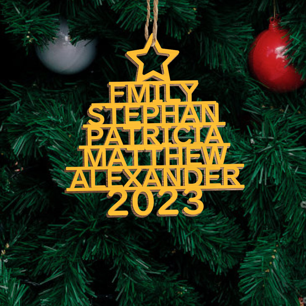 Any Name Christmas Tree - Personalized Family Any Name Christmas Tree Ornament