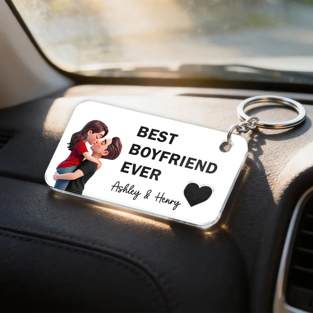 Personalized Acrylic Keychain Best Wife Ever Couple Kissing Cute Pink Charm Unique Gift for Wife