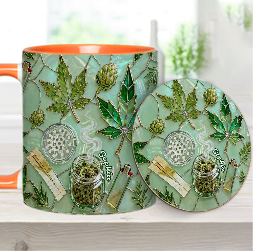 Green Magic Leaf - Personalized Weed Accent Mug & Coaster
