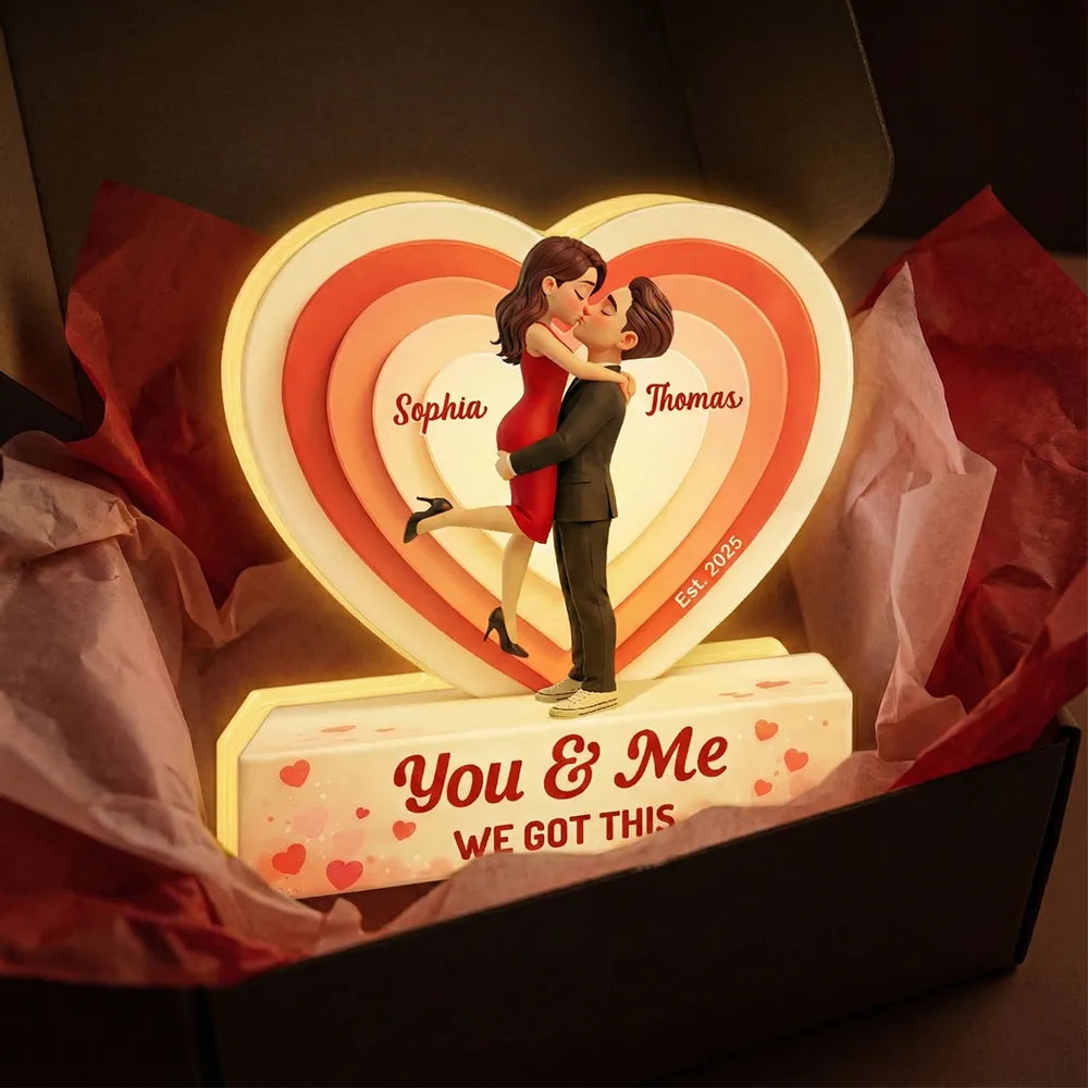 Acrylic Light Box You & Me Love Night Light With Warm Heart Design Unique Creative Gift For Couple Anniversary Or Valentine's Day