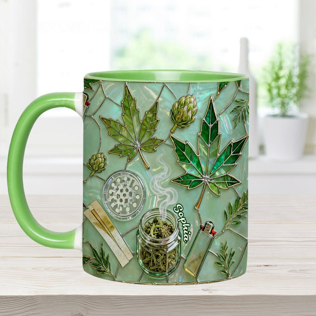 Green Magic Leaf - Personalized Weed Accent Mug & Coaster