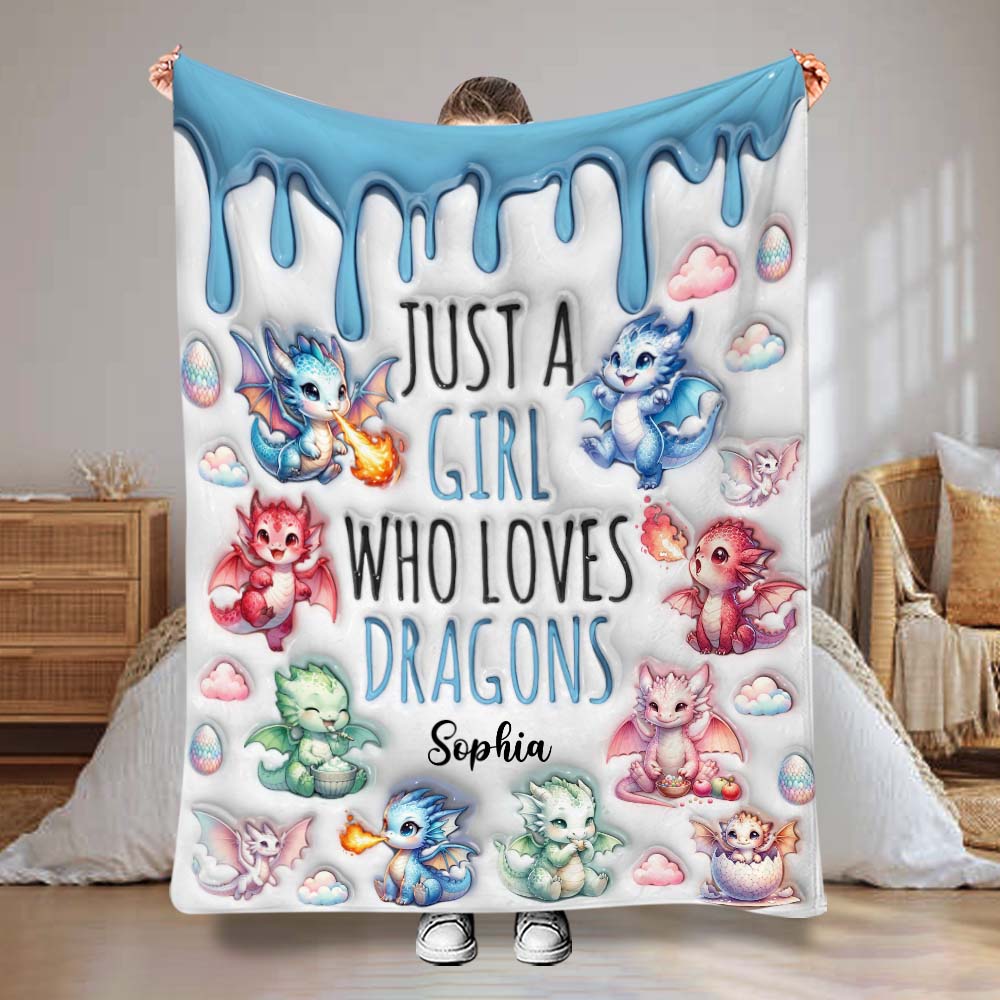 Just A Girl Who Loves Dragons - Personalized Dragon Blanket