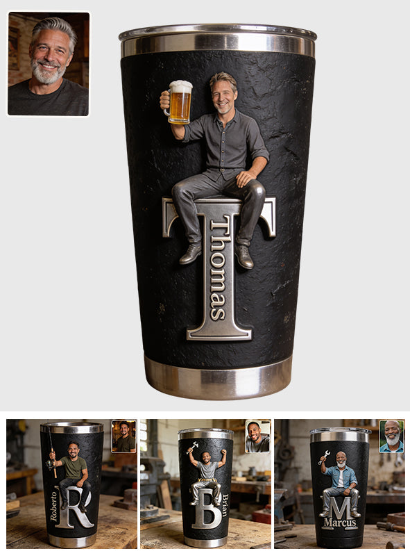 Any Photo, Holding Any Item - Beer, Tools, Fishing Rod... - Personalized Father Tumbler