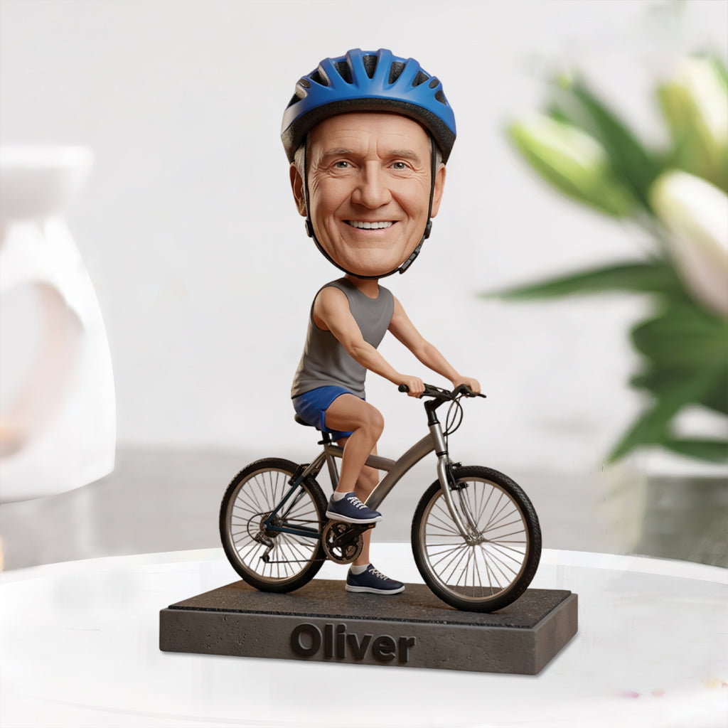 Bicycle Bobblehead - Personalized Cycling Custom Shaped Acrylic Plaque