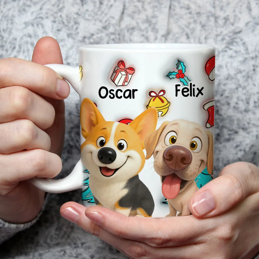 Adorable Dog Christmas White Ceramic Mug – Festive Cartoon Style, Perfect Gift for Dog Lovers