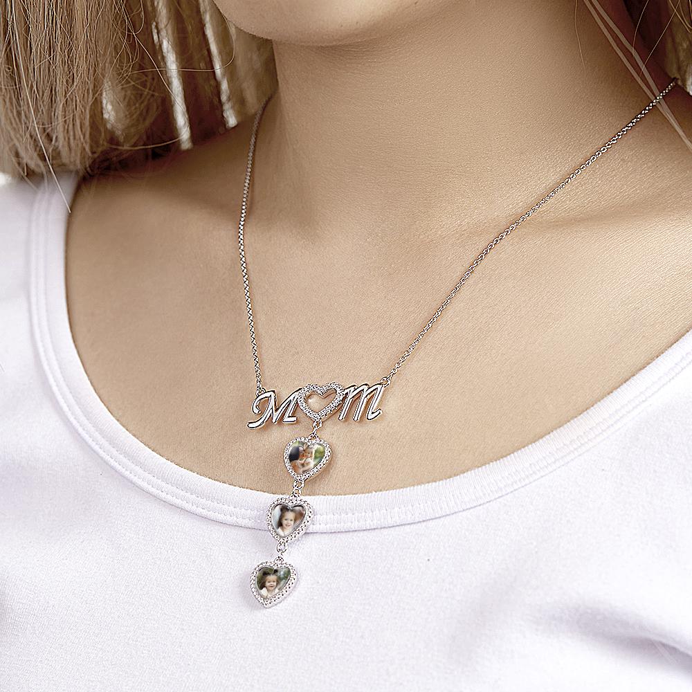 I Love You Mom - Personalized Mother Photo Heart Mom Necklace