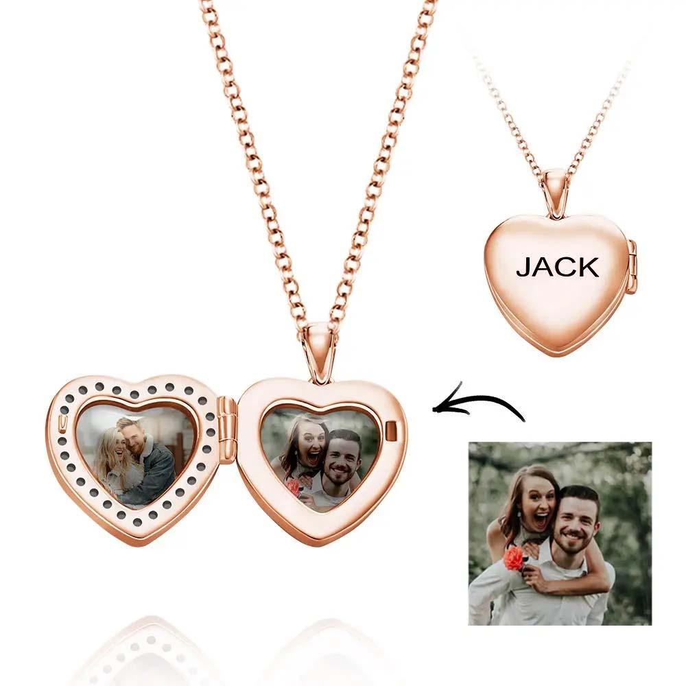 Heart Shaped Photo Locket Charm - Personalized Heart Shaped Photo Locket Necklace
