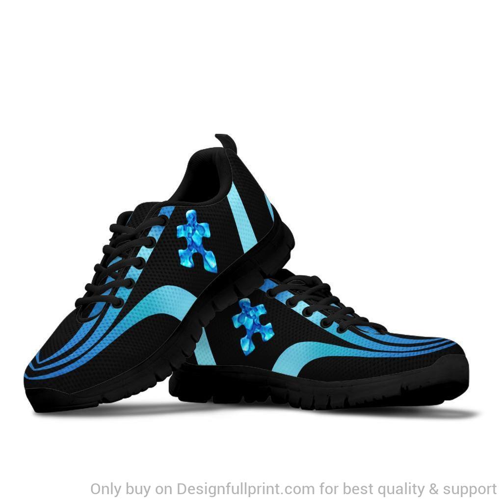 Autism Hologram Running Black Or White Sole - Autism Awareness Sneakers 0921