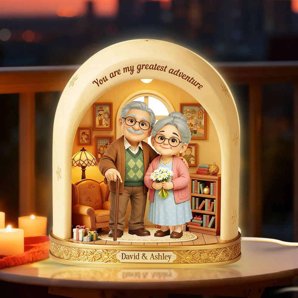 You are my greatest adventure Acrylic Light Box, Personalized Sweet Couple Keepsake Lamp for Bedroom or Bookshelf Gift