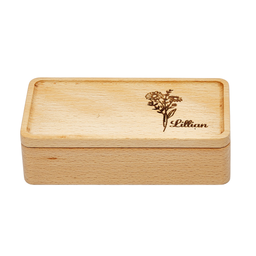 Any Name, Birth Flower - Gift for mom - Personalized Birth Flower Jewellery Box