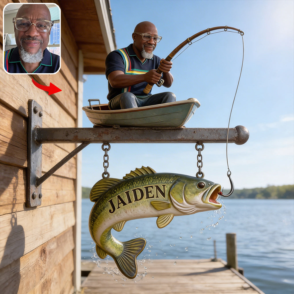 Custom Any Photo - Personalized Fishing Wooden Wall Mount Sign