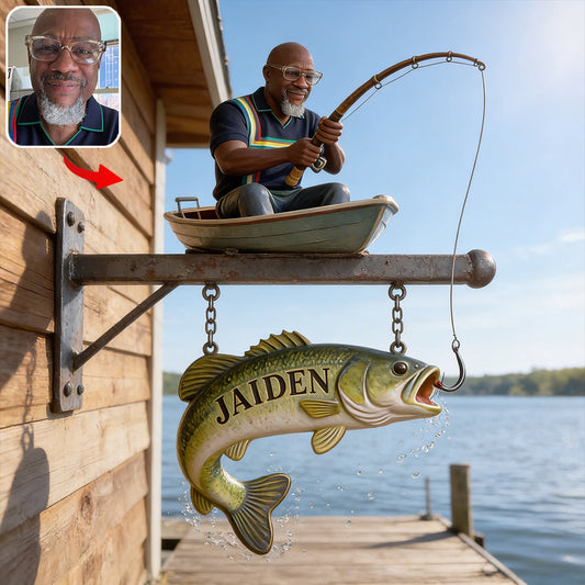 Custom Any Photo - Personalized Fishing Wooden Wall Mount Sign