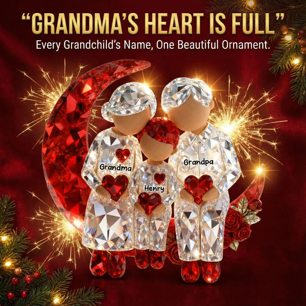 Acrylic Ornament Personalized Grandma and Grandkid Moon Hug Scene I Love You to the Moon and Back Sweet Holiday Gift
