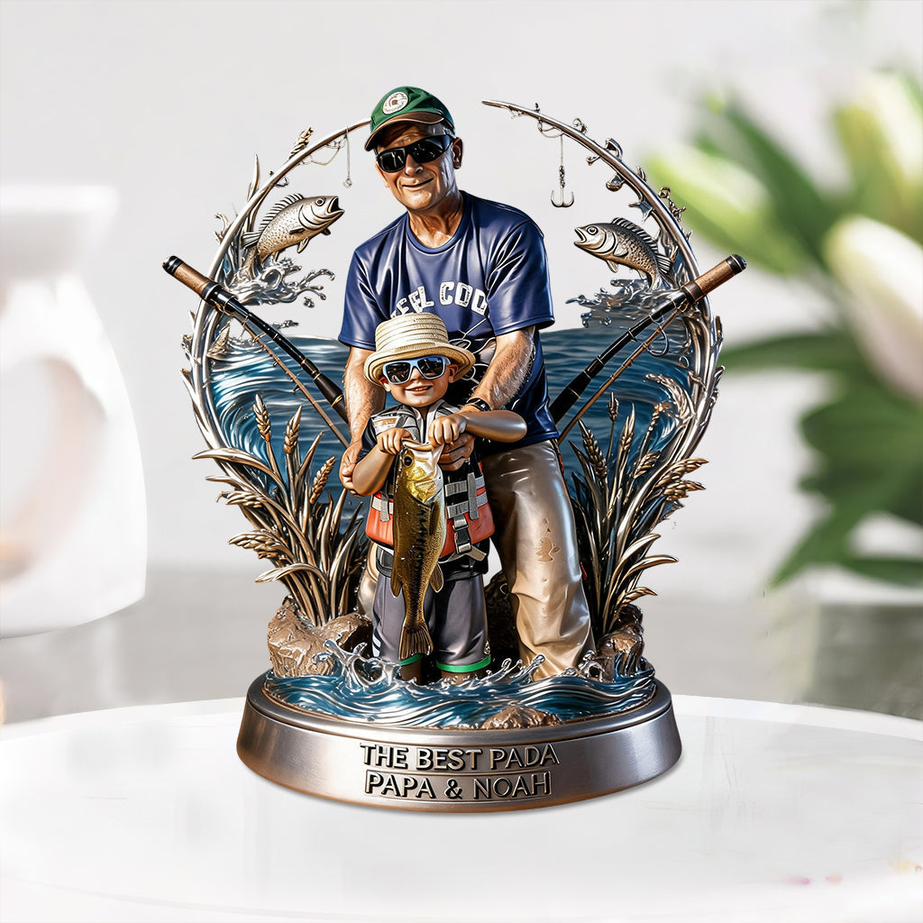 Custom Any Photo Gift For Fishing Dad/Grandpa - Personalized Fishing Custom Shaped Acrylic Plaque
