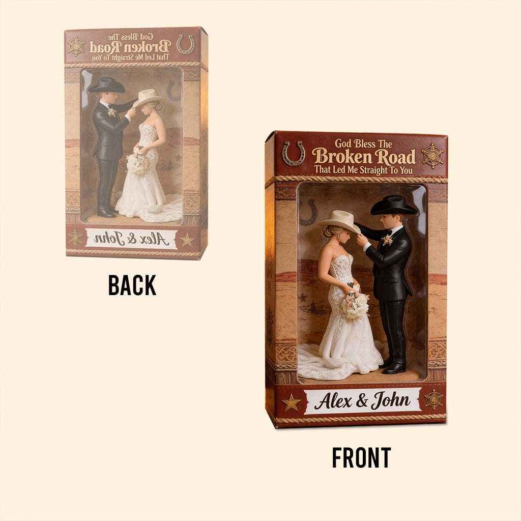 Cowboy & Cowgirl Couple, Western House Decoration, God Bless The Broken Road - Personalized Western Outfit Custom Shaped Acrylic Plaque