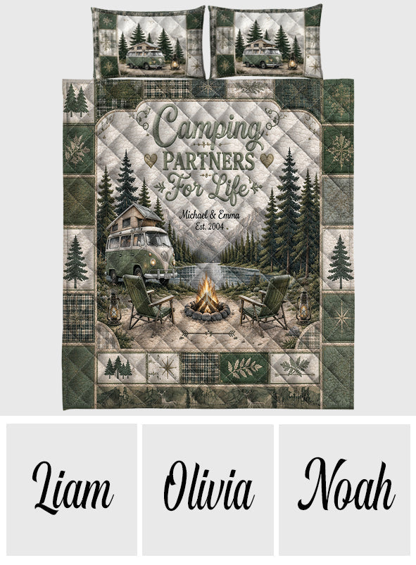 Camping Partners For Life - Personalized Camping Quilt Set