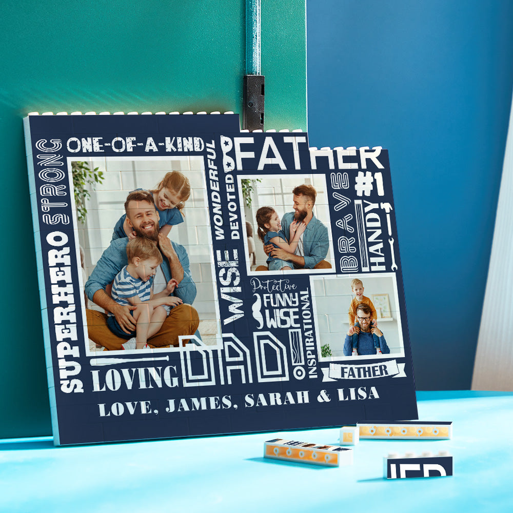 Brave Father - Personalized Father Photo Building Block Puzzle