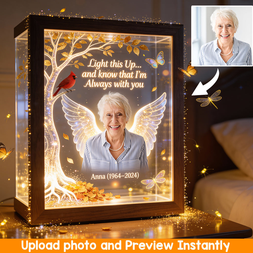 Light It When You Miss Them, Memorial Gift - Personalized Memorial Wooden Frame LED Light