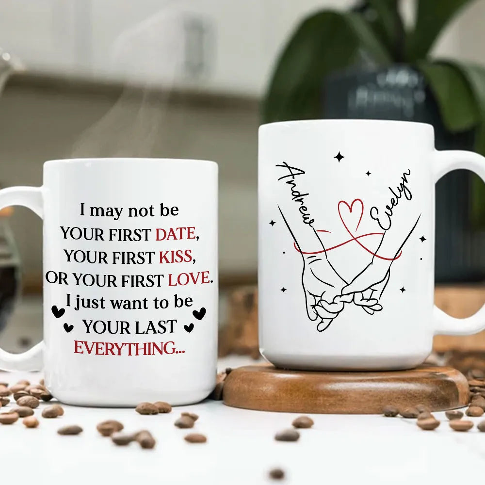 Personalized Ceramic Mug With Holding Hands Heart Quote Cute Couple Gift For Valentine's Day Morning Coffee