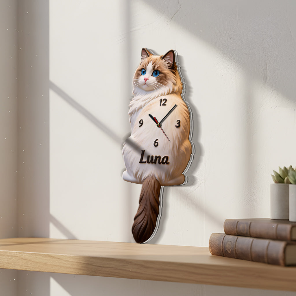 It’s Feeding Time! - Personalized Cat Acrylic Wall Clock