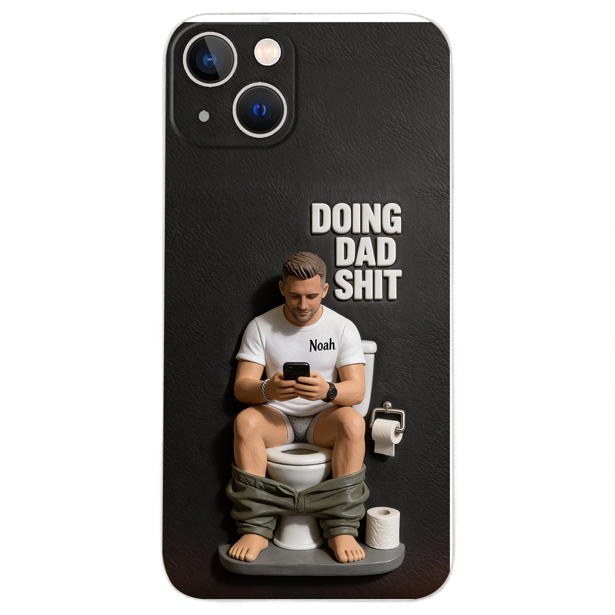 Doing Dad Shit - Personalized Father 3D Embossed Leather Phone Case
