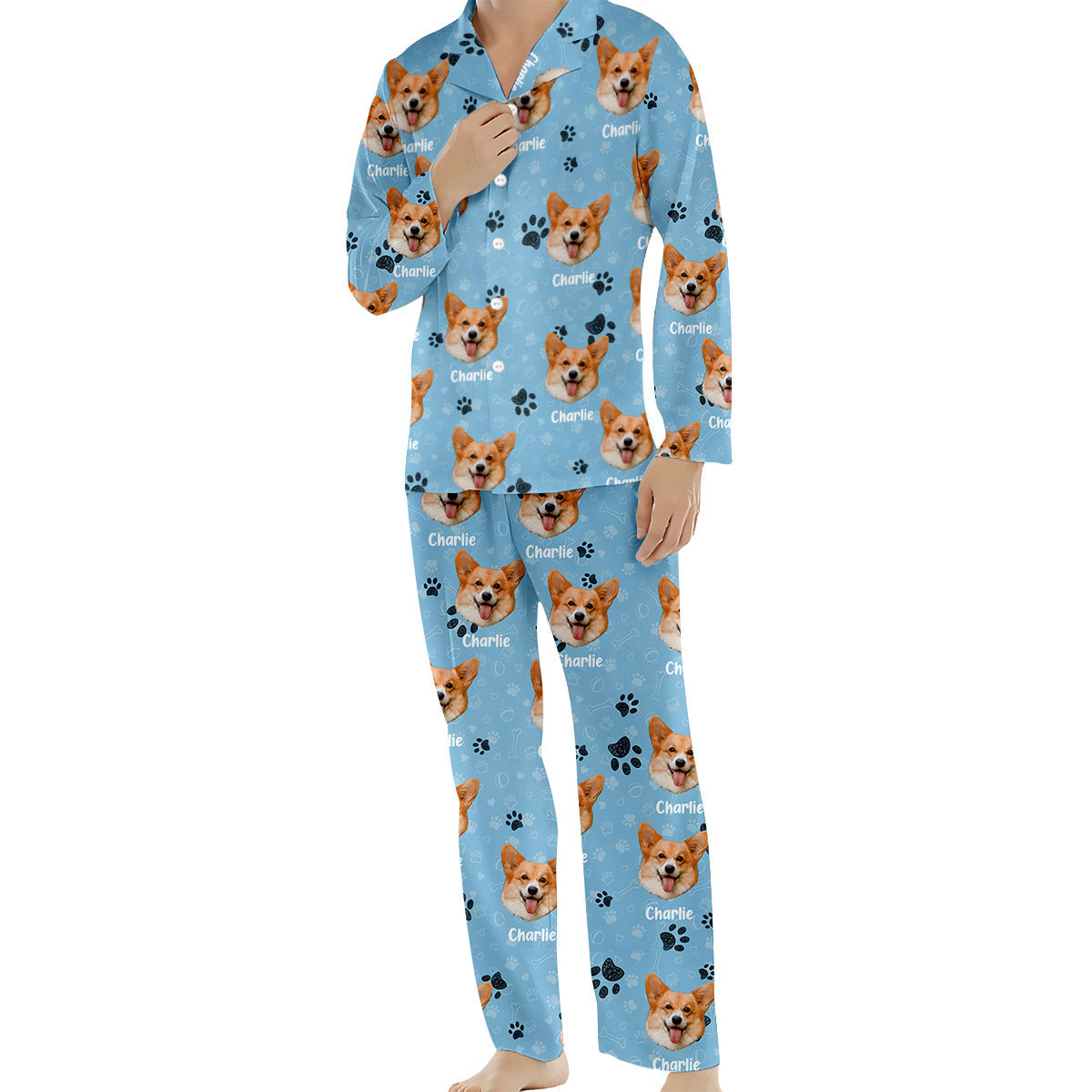 Custom Photo Pet Blanket - Gift for cat lovers, dog lover, cat lover - Personalized Button Down Pajamas